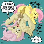  anus autofellatio balls cutie_mark dialog dialogue english_text equine feral fluttershy_(mlp) friendship_is_magic hair hasbro herm horse horsecock intersex licking mammal masturbation megasweet my_little_pony oral pegasus penis pink_hair pussy selfcest sex square_crossover text tongue wings 