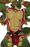  abs anthro belt biceps bulge christmas clothed clothing darkgem dragon facial_piercing green_body hands_above_head holidays icarus male muscular muscular_male nose_piercing nose_ring pecs piercing scalie simple_background sol solo white_background wings 