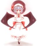  blue_hair hands_on_own_chest hat red_eyes remilia_scarlet shize_(coletti) solo touhou wings 
