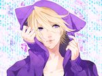  bad_id bad_pixiv_id blonde_hair hood hoodie ivan_karelin jacket letterman_jacket lips male_focus murata0033 purple_eyes purple_jacket solo tiger_&amp;_bunny 