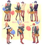  6+boys balloon blazer blonde_hair blush carrying glasses hat heart highres hijirikawa_masato holding_hands hug ichinose_tokiya ittoki_otoya jacket jinguuji_ren kurusu_shou miniskirt multiple_boys nanami_haruka necktie orange_hair pantyhose pink_hair plaid plaid_skirt pleated_skirt princess_carry purple_hair red_footwear red_hair ribbon school_uniform shinomiya_natsuki shoes short_hair skirt smile tetsuo uta_no_prince-sama yellow_eyes yellow_skirt 