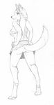  anthro anus back_turned bottomless canine clothed clothing collar emikochan female half-dressed looking_back mammal pinup pose presenting pussy raised_tail seductive sketch skirt smile solo upskirt wolf 