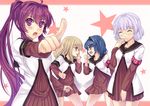  :o :p ^_^ blonde_hair blue_hair braid closed_eyes collarbone furutani_himawari glasses grey_hair hairband hand_on_own_face ikeda_chitose kawano_sesera long_hair multiple_girls nanamori_school_uniform oomuro_sakurako open_mouth pointing purple_eyes purple_hair school_uniform serafuku smile star sugiura_ayano tongue tongue_out very_long_hair yellow_eyes yuru_yuri 