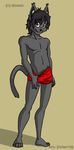  black_hair black_nose brown_eyes bulge cat feline hair male solo tail topless zooboy18 