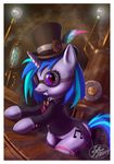  bow_tie cutie_mark equine feather female friendship_is_magic garter goggles hat horse jacket keyboard my_little_pony pony red_eyes smile steam steampunk top_hat two_tone_hair unicorn vinyl_scratch_(mlp) 