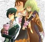  2boys alvin_(tales) black_hair blonde_hair brown_eyes brown_hair carrying doll elize_lutus gloves jude_mathis long_hair multiple_boys scarf semijima_(ftm513) sleeping smile sweatdrop tales_of_(series) tales_of_xillia teepo_(tales) translation_request wall_of_text 