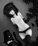  arms_behind_back creature darkness dutch_angle elbow_gloves face flat_chest gloves greyscale highres monochrome nipples original panties pas_(paxiti) short_hair solo thighhighs topless underwear yami_shoujo 