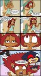  bathroom bathtoom cat comic echidna feline female hair in_abyss lothar_(lotharhex) male mammal raye_(in_abyss) red_eye red_eyes red_hair screaming towel water wet_hair 