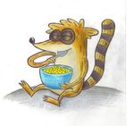  eyes_closed food male mammal raccoon regular_show rigby solo tail unknown_artist 
