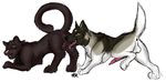  black canine dog feline female feral feral_on_feral fur interspecies k9 knot licking male mammal oral panther penis plain_background pussy sex simple_background sketch sketchkat straight tongue white_background 