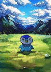  cloud grass mako_(artist) mountain nature nintendo outside piplup pok&#233;mon pok&eacute;mon rock solo standing video_games 