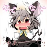  aki_(akikaze_asparagus) animal_ears blush capelet chibi dress grey_dress grey_hair hand_on_another's_head jewelry mouse_ears mouse_tail nazrin necklace open_mouth out_of_frame pendant petting red_eyes short_hair solo_focus tail tears touhou translated 