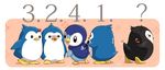  bird bow buizelbuibui crossover esmeralda_(mawaru_penguindrum) flock gen_4_pokemon look-alike mawaru_penguindrum no_humans odd_one_out penguin penguin_1-gou penguin_2-gou penguin_3-gou piplup pokemon pokemon_(creature) saliva 