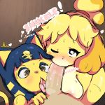  &lt;3 &lt;3_eyes animal_crossing ankha_(animal_crossing) anthro breasts canine collaborative_fellatio egyptian erection faceless_male feline fellatio female first_person_view group group_sex human human_on_anthro humanoid_penis interspecies isabelle_(animal_crossing) licking male male/female male_pov mammal nintendo oral penis penis_lick saliva sex tanuk_kun threesome tongue tongue_out video_games 