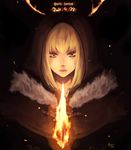 bad_id bad_pixiv_id blonde_hair dark_souls fire hood lips solo souls_(from_software) yellow_eyes 
