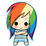  blush chibi crossed_arms jazy-kuun lowres multicolored multicolored_hair my_little_pony my_little_pony_friendship_is_magic personification rainbow rainbow_dash rainbow_hair smile solid_circle_eyes solo 