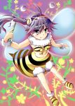  animal_costume antennae araragi_karen bakemonogatari bee bee_costume black_hair blue_eyes bug highres insect long_hair monogatari_(series) navel renatech side_ponytail solo tongue toothbrush wings 