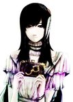  black_hair camera collar dress fatal_frame fatal_frame_purple_diary gauss_&lt;counting_on_more_blur grey_eyes hair_ornament long_hair maya_(fatal_frame) solo 