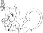  big_breasts black_and_white breasts broquest cat cat_ears cat_tail clothing feline female gloves hair long_hair looking_at_viewer mammal monochrome runaway_foreign_catgirl solo tail 