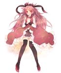  adapted_costume bad_id bad_pixiv_id bare_shoulders black_legwear bow hair_bow hair_ribbon long_hair magical_girl mahou_shoujo_madoka_magica pekikokko ponytail red_eyes red_hair ribbon sakura_kyouko slippers solo thighhighs 