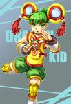  bad_id bad_pixiv_id chinese_clothes cr72 detached_sleeves dragon_kid fighting_stance green_eyes green_hair hat huang_baoling ponytail short_hair shorts solo superhero thighhighs tiger_&amp;_bunny 