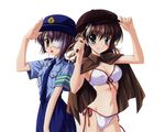  ef ef_a_fairy_tale_of_the_two miyamura_miyako nanao_naru police_uniform shindou_chihiro swimsuit white 