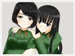  anabuki_tomoko black_eyes black_hair highres katou_takeko military military_uniform multiple_girls niki_(t26gfaxt) uniform world_witches_series 