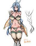  antenna_hair aqua_eyes bare_shoulders bikini blue_hair blush covered_nipples final_fantasy final_fantasy_ix groin kuja long_hair puffy_nipples sketch swimsuit thighhighs very_long_hair ziz_(pantwo) 