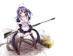  dress gun maid murasaki_shitsu original purple_eyes purple_hair weapon 