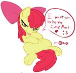  &hearts; &lt;3 ;3 adorably_unsexy apple_bloom_(mlp) applebloom_(mlp) bow cartoon cub cute dialog dialogue edit english_text equine female feral foal friendship_is_magic fur hair horse inviting mammal my_little_pony oddly_sexy orange_eyes plain_background pony red_hair seductive smile solo spread_legs spreading suggestive text white_background yellow yellow_fur young 