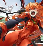  angry bad_id bad_pixiv_id blue_eyes bodysuit cockpit end_of_evangelion foreshortening long_hair looking_at_viewer neon_genesis_evangelion open_mouth orange_hair plugsuit solo souryuu_asuka_langley tef 