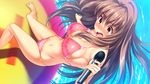  akatsuki_shion barefoot bikini breasts brown_eyes brown_hair d-eve_in_you feet game_cg gokokukyou heart heart_ring_bottom large_breasts legs long_hair microphone navel open_mouth swimsuit thighs water wavy_mouth 