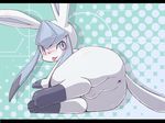  balls blue_eyes blush butt eeveelution glaceon hindpaw kimubota looking_at_viewer lying male nintendo paws pok&#233;mon pok&eacute;mon solo tongue tongue_out video_games 