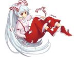  aki bow fujiwara_no_mokou gray_hair long_hair red_eyes touhou transparent 