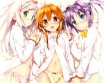  3girls bed blush glasses kantoku kogamura_uril kugiri_cornelia panties sasao_mazel shinkyoku_soukai_polyphonica shinkyoku_soukai_polyphonica_aphonic_songbird underwear 