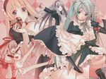  anna blonde_hair blush carnevale_della_luce_della_luna gray_hair green_hair iris long_hair lunaria maid perla pink_hair possible_duplicate twin_tails valentine 