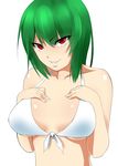  bad_id bad_pixiv_id bikini breast_suppress breasts green_hair kazami_yuuka large_breasts mattari_yufi red_eyes short_hair slit_pupils smirk solo swimsuit touhou white_bikini 