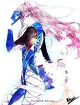  bad_id bad_pixiv_id banned_artist belt bodysuit book copyright_name glasses gloves hair_intakes hino_mamori long_hair pink_eyes pink_hair presa_(tales) profile skin_tight smile solo tail tales_of_(series) tales_of_xillia 