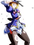  blonde_hair blue_eyes bow breasts broken broken_sword broken_weapon cassandra_alexandra cuts dlcsekiei fighting_stance injury large_breasts pantyhose shocked_eyes short_hair slender_waist solo soulcalibur sword torn_clothes torn_legwear weapon 