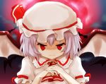  bat hat lavender_hair moon red_eyes red_moon remilia_scarlet shize_(coletti) solo touhou wings 