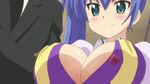  animated animated_gif blue_hair bounce bouncing_breasts breasts gif green_eyes kuroki_kurumi large_breasts lowres r-15 