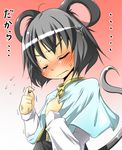  aki_(akikaze_asparagus) anger_vein angry animal_ears blush closed_eyes grey_hair mouse_ears mouse_tail nazrin solo sweatdrop tail touhou translated 