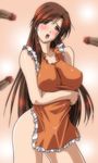  apron blush breasts brown_eyes brown_hair censored erect_nipples kurihara_mari large_breasts mouth_open naked_apron open_mouth super_real_mahjong 