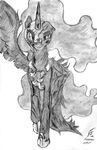  alicorn armor black_and_white broken_wing bruise bruised equine female feral friendship_is_magic greyscale hair hasbro helmet horn horse long_hair mammal masternodra monochrome my_little_pony nyx_(mlp) past_sins pegacorn pencils pony scratch solo tail winged_unicorn wings wounded 