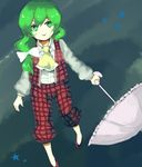  green_eyes green_hair hko kazami_yuuka kazami_yuuka_(pc-98) long_hair parasol smile solo touhou touhou_(pc-98) umbrella 