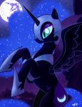  alicorn blue_hair cool_colors cutie_mark equine female feral friendship_is_magic hair hasbro horn horse long_hair mammal mare_in_the_moon mikuhoshi moon my_little_pony night nightmare_moon_(mlp) pegacorn pony prance solo tail winged_unicorn wings 