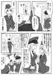  2girls anna_mcbein bad_id bad_pixiv_id comic constantia_harvey dakku_(ogitsune) doujinshi greyscale hugo_dowding miniskirt monochrome multiple_girls plaid plaid_skirt pleated_skirt skirt strike_witches_1940 translated uniform world_witches_series 