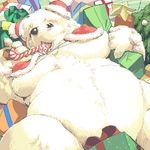  bear big_breasts black_nose blush breasts candy_cane christmas chubby convenient_censoring convenient_censorship female gift hat holidays mammal nipples oekaki polar_bear ribbons saliva solo star suggestive tongue tongue_out tree unknown_artist wood 