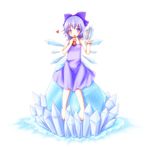  arm_up bad_id bad_pixiv_id bita blue_dress blue_eyes blue_hair bottle bow cirno dress drinking hair_bow heart highres ice short_hair simple_background sitting solo sundress touhou white_background wings 