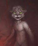  a_story_with_a_known_end angry blood cheetah creepy dark_background digital_media_(artwork) feline fur green_eyes insane looking_at_viewer mammal nightmare_fuel nude simple_background smile solo spots spotted_fur synth_(hfd4) teeth twymouse wounded 
